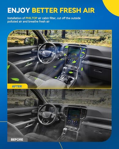 PHILTOP Cabin Air Filter, Replacement for Sonata 2006-2010, Santa Fe 2007-2009, Optima 2006-2010, Azera 2006-2008, Premium ACF059(CF10381) Cabin Filter with Activated Carbon, Filter Up Dust Pollen in Kuwait