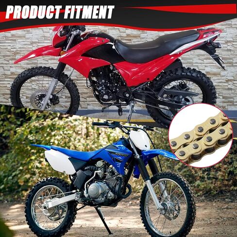 KAMIER 428 Motorcycle Chain 132 Link Gold with Chain Breaker for TTR125 TTR225 Hawk 250 Boom Vader 125 Apollo RFZ TaoTao Coleman 110cc 125cc 150cc Pit Dirt Bike 4 Wheeler ATV Go Kart Heavy Duty Parts in Saudi Arabia