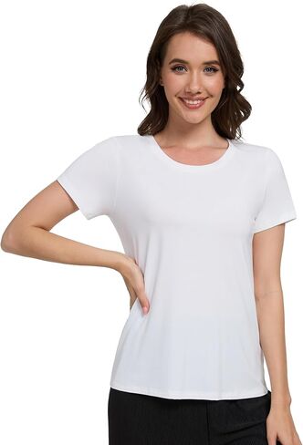 Wiwi Pajama Top for Women Short Scoop Neck Pajamas Soft Viscose من Bamboo Basic Solid T-Shirt PJ S-XXL in Kuwait