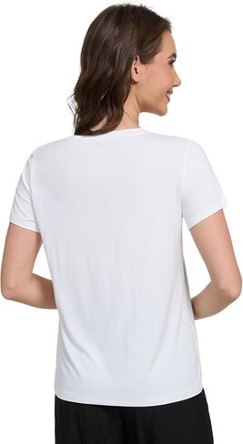 Wiwi Pajama Top for Women Short Scoop Neck Pajamas Soft Viscose من Bamboo Basic Solid T-Shirt PJ S-XXL in Kuwait