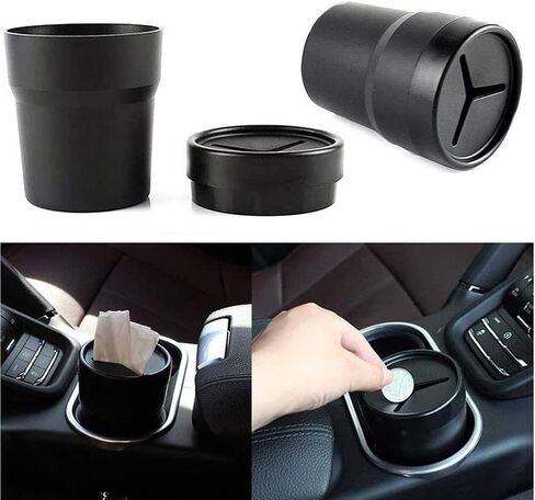 تلبس سلة المهملات في سيارة Fiotok مع الغطاء ، وقمامة السيارات المصغرة المصغرة ، حامل القمامة مركبة ، حامل كوب في وحدة التحكم أو الباب لسيارة السيارات ، والمنزل ، والمطبخ ، وغرفة الطعام 2 عبوات in Kuwait