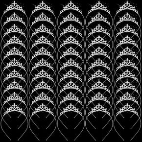 Tondiamo 50 Pcs Tiaras Bulk for Girls Princess Crown Rhinestone Tiaras Bendable Adjustable Headband for Kid Hair Accessory
