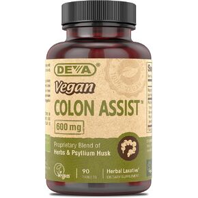 Deva Vegan Colon Assist - أقراص مع المغنيسيوم ، Triphala ، Psyllium Husk ، Senna ، القرفة والمزيد ، 90 العد