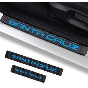 4Pcs Santa Cruz Door Sill Protector Reflective 4D Carbon Fiber Sticker Decoration Door Entry Guard Door Sill Scuff Plate Stickers Accessories Compatible with Hyundai Santa Cruz (Blue)