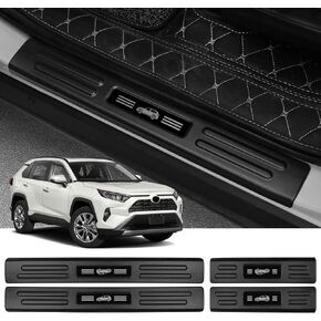 4pcs door sill protector toyota RAV4 2025 2024 2023 2022 2021 2020 2019 Hybrid ، Prime (PHEV) Accorities Matte Black ABS Material Material and Gore Door Door Dep Pedal Rick