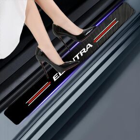 4PCS car Door sill Protector Stickers Carbon Fiber Texture Leather car Door sill Cover Compatible with Elantra Accessories