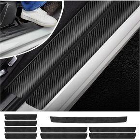 9pcs Car Door Edge Guards Set Inclede Rear Bumper Protector,Premium Car Door Protector with Carbon Fiber Wrap for Anti-Scratch&Car Decor,Universal Car Door Sill Protector (Carbon Fiber)