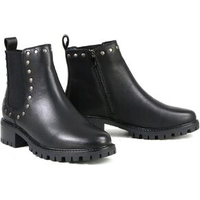 Milwaukee Leather MBL9457 Women's Premium Black Leather Fashion Ankle Booties with Rivets - 7