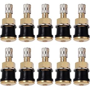 10 Piece TR501 Brass Valve Stems for Commercial Vehicles. Fits 0.748" Valve Hole Dia, Length 1.65'', Brass Colour