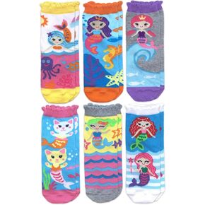 Jefferies Socks Girls' Mermaid Novelty Pattern Cute Crew Socks 6 Pack
