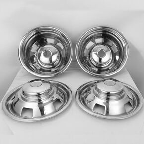 Set of 4 17inch Polished Stainless Steel Dually Wheel Simulators, Shiny 8-Lug Bolt On Wheel Covers with Removable Centre Cap,8 Lug Hubcaps Fit for 2003-2018 Dodge Ram 3500 2WD/4WD P17R8