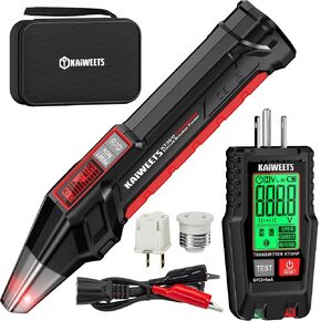 KAIWEETS Circuit Breaker Finder with LCD Display, NCV Tset & Flashlight, Electric Tester and Voltage Tester with Integrated GFCI Outlet Tester, Includes Carrying Case and Accessories - KT301P