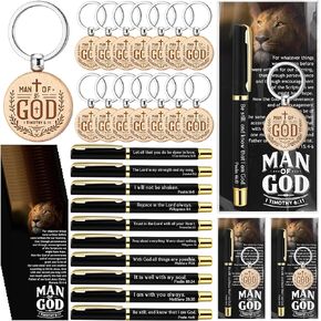 Father's Day Gifts Christian Ballpoint Pens Man of God Gifts Bulk Bible Verse Keychains Inspirational Cards Religious Church Party Favors Supplies