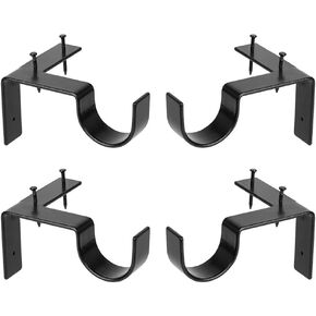 No Drill Curtain Rod Brackets, 4Pcs Curtain Rod Holders No Drilling, Easy Install Renter Friendly Nailless Quick Hang Tap in Curtain Rod Hooks