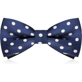 Bow Tie for Boy,Navy Blue White Big Dot Bow Tie Kid's Pre-tied Clip on Bowtie Adjustable Bow Tie School Concert Grad Party Wedding Banquet