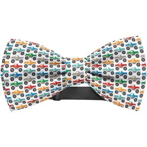 Adjustable Pre-tied bow tie for toddler Boys (Monster Trucks Pattern) Elegant Cute Bowties for Dogs Cats Pets