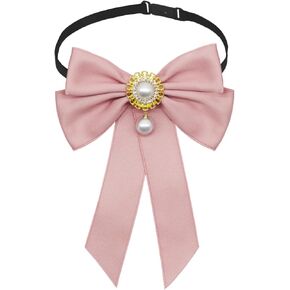 Bow Ties for Girl Women, Girls Bow Tie with Pearls Adjustable Pre-tied Bowtie for School Uniform Shirt Blouse Costume