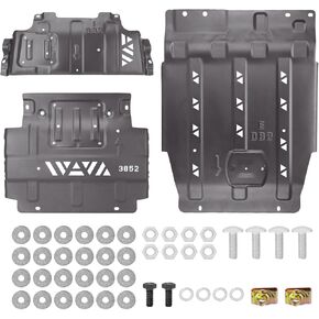 Full Set Steel Skid Plate with Transmission Skid Plate, Heavy-Duty Splash Undercarriage Protection Shield, Compatible with 2015-2022 Ford F150