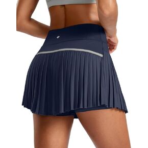 SANTINY Pleated Tennis Skirt for Women with Pockets High Waisted Athletic Golf Skorts with Shorts for Workout Pickleball