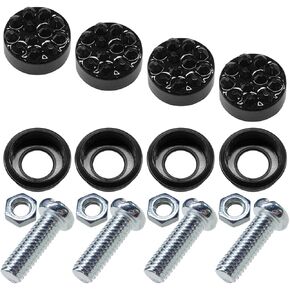Bling Car License Plate Frame Screw Caps, Anti-Theft License Plate Bolt Cap, Rhinestone Car License Plate Fasteners, Automotive Exterior Decoration Accessories for Car Truck SUV (Black)
