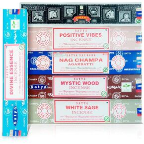 Assorted Incense Sticks Pack of 6 Premium Scents - Includes Nagchampa, Super Hit, Divine Essence, Mystic Wood, Positive Vibes, White Sage - Aromatherapy, Meditation, Relaxation, Soothing Fragrances