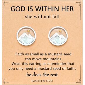 Silver/Gold Mustard Seed Stud Earrings Love Moving Mountains-Birthday Valentines Christmas Christian Gifts for Women Girls