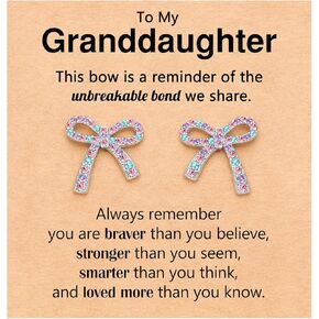 UPROMI Hypoallergenic Bow Earrings for Daughter/Granddaughter, Valentines Christmas Birthday Gifts for Girls