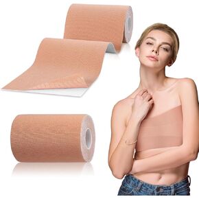 2 Rolls Trans FTM Binder Tape for Chest Binding Adhesive Trans Chest Tape Flat Invisible Tape for Breast Lift Boob Body Shaping, 4 Inch x 13 ft Each