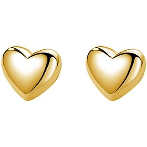SLUYNZ Solid 925 Sterling Silver 8MM Fat Heart Earrings Studs for Women Teens Sweet Love Studs Earrings