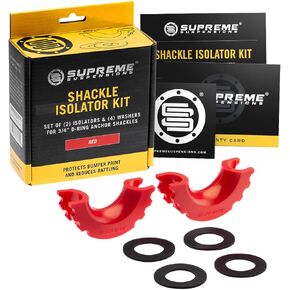 Supreme Suspensions Off-Road Recovery Gear - Replacement D-Ring Shackle Isolators with Washers for Standard 3/4" Shackles Eliminate Metal-to-Metal Contact (RED) - Mystery Box Included with Purchase