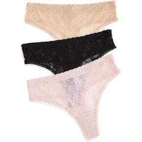 Natori Women's Bliss Allure One Size Lace Thong 3-Pack