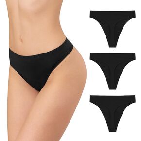 INNERSY Period Thongs Underwear for Women Seamless Thongs No Show Sexy Panties 3-Pack