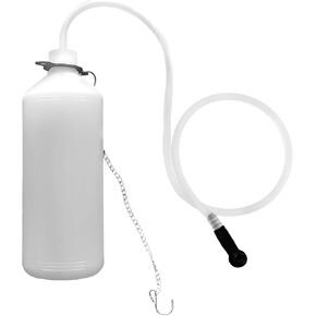 1L Brake Bleeder Bottle, Automotive Brake Pressure Bleeder Bottle with 24 Inch Tube Rubber Connector Steel Chain, One Person Plastic Brake Fluid Bottle for Car ATV Motorcycle