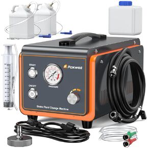 FOXWELL RT1000 Automatic Brake Bleeder Kit, Dual Pulse Power Brake Fluid Bleeder Machine, One Man Automotive Brake System Bleeding Tool, Vacuum Brake Pressure Bleeder Exchanger with Pressure Gauge