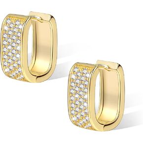 925 Sterling Silver Earrings for Women Small Chunky Silver Earrings Cubic Zirconia Small Hoop Earrings Silver Hypoallergenic Earrings Small Thick Huggie Hoops Earrings for Jewelry Gifts in Kuwait