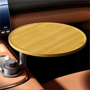 Steering Wheel Tray & Car Desk - 360° Rotating Wooden Cup Holder Table with Car Trays for Eating & Car Laptop Mount, Fits Front/Back Passenger Seat