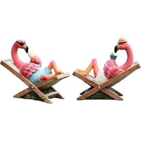 Muamax 2pcs التماثيل الوردي فلامنغو التماثيل راتنج فلامنغو الطيور النحت ، حلي طيور فلامنغو الصغيرة لديكور زفاف المنزل الساحلي ، هدايا فلامنغو هدايا للمرأة ، ديكور العطلة الاستوائية المكتبية