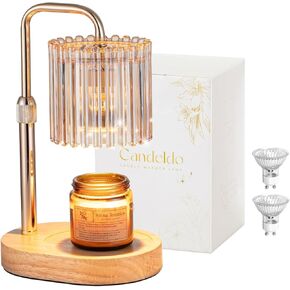 Candle Warmer Lamp with Timer: Black Candle Warming Lamp with 2 Bulbs Height Adjustable Wax Melt Warmer Dimmable Modern Bedroom Decor Gift for Women