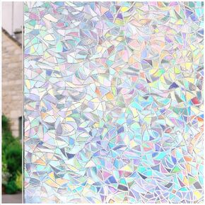 Cottoncolors Window Privacy Film 35 "X78" ، ثلاثية الأبعاد في فيلم Rainbow Window Window Window Window Film Forting Static Cling غير ملصقات غير ملصقات للنوافذ الزجاجية
