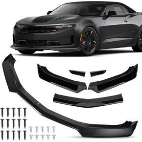 مفسد فاصل الشفة الأمامي الوفير متوافق مع 2016-2024 Chevy Camaro SS/ 2019-2024 LT LS RS ، Air Chin Body Kit Accessories (Gloss Black)