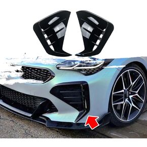 تغطية شواء الشواء الجانبية في المقدمة الأمامية ل Kia Stinger 2017-2023 ، تناسب Canard الجانبي الأمامي ل Kia Stinger 2017-2023 ، Gloss Black