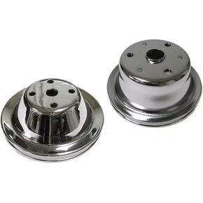 1 PC SHLPDFM Chrome Silver Steel SBC SBC-GROOVE LONG WATER PUMP PULLEY FITS for Small Block Chevy 262 327 400 1969-1985