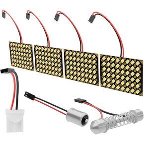 4 Sets LED Dome Lights for Car RV Camper, 6000K Cool White 12V 48SMD Interior Panel Kit, Universal Replacement for Map, Trunk, Reading Lights, T10 W5W 168 194 2825, BA9S, 28-42mm Festoon Adapter in Kuwait