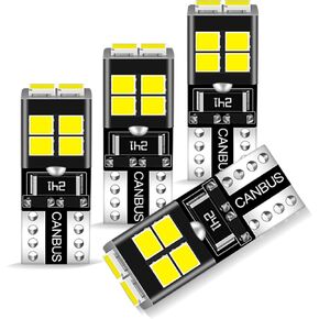 194 LED Bulb for License Plate Light, T10 168 LED Bulbs 6500K Bright White, 10-SMD 2835 Chipsets 194 168 2825 W5W LED Bulbs for Dome Map Trunk Cargo Lights, Pack of 4