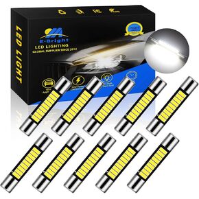 everbright White 29mm Fevery Festoon LED for Car Visor Mirror Lights ، 6641 6612F 7065 LED FESTOON BULB 12V DOME LIGHT ، 4014-9SMD ، حزمة 10