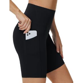 THE GYM PEOPLE Women's High Waist Workout Shorts Stretchy Tummy Control Yoga Biker Running Shorts with Pockets
