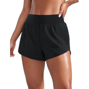 CRZ Yoga Mid Percyed Shorts for Women 3 "Hems curved for Gymout Workout Gym with Zipper Mobilets Line