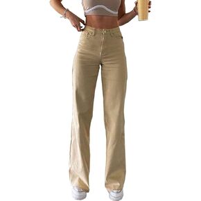 Vintage Jeans for Women Teen Girl High Waisted Relaxed Fit Stretchy Bell Boottom Boyfriend Jeans