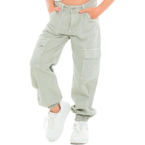 Cargo Pants for Girls - High Waist Wide Leg Baggy Jean for Teens Fashionable Loose Fitting Flap Pocket Denim