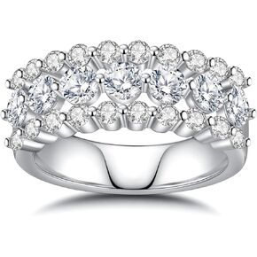 فرقة زفاف مويسانيت للنساء د اللون VVS1 Moissanite الخلود RING 18K الذهب الأبيض مطلي S925 Sterling Silver Promise بخواتم الخطبة للنساء الرجال
